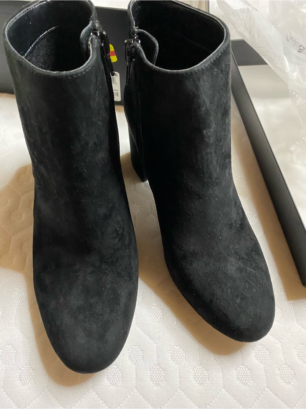 INC International Concepts Black Suede Ankle Booties with Side Zip